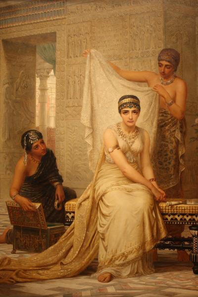 Et maleri af Esther i Hamam omgivet af to kvinder
